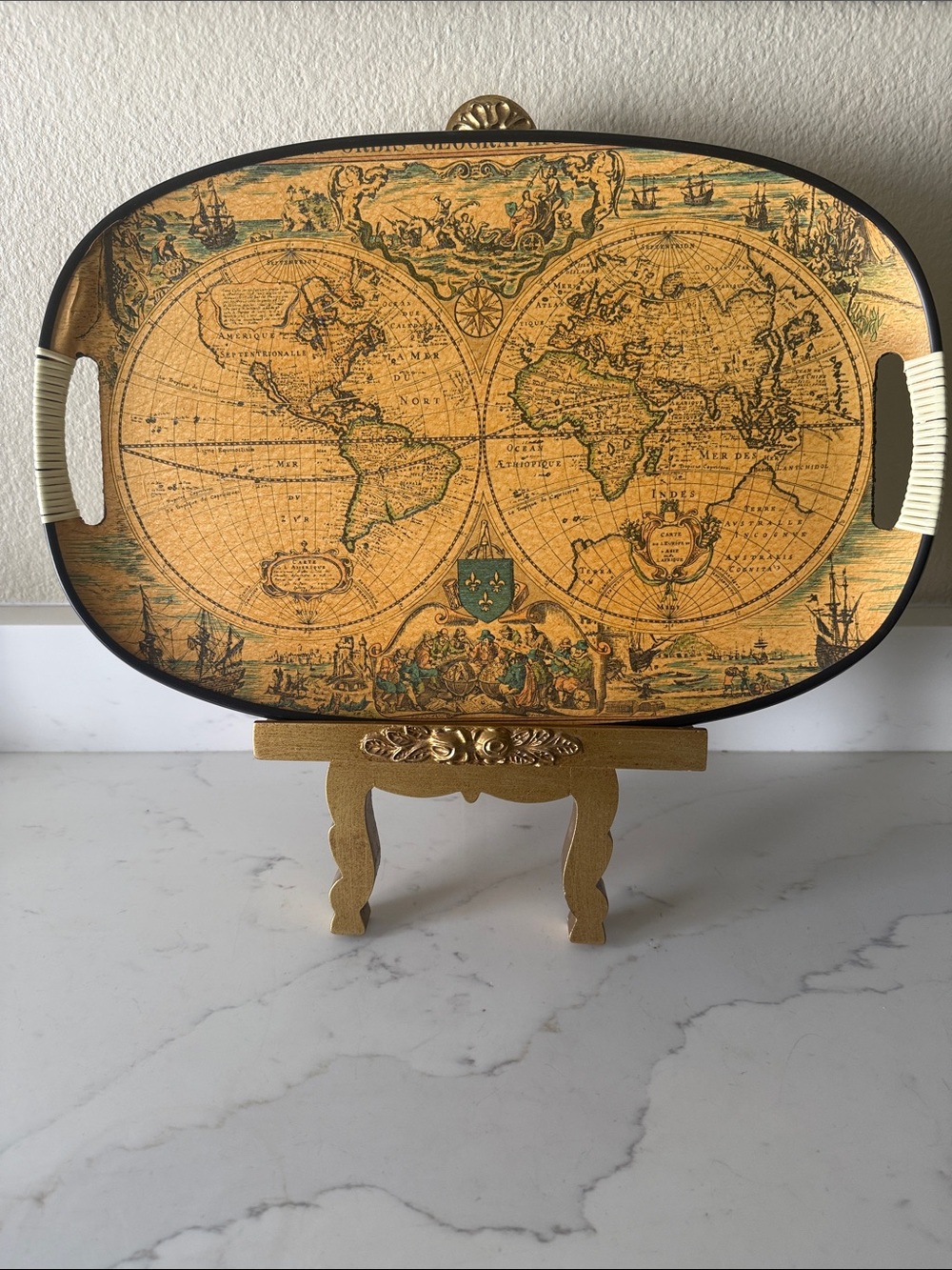 Vintage World Map Decorative Serving Tray